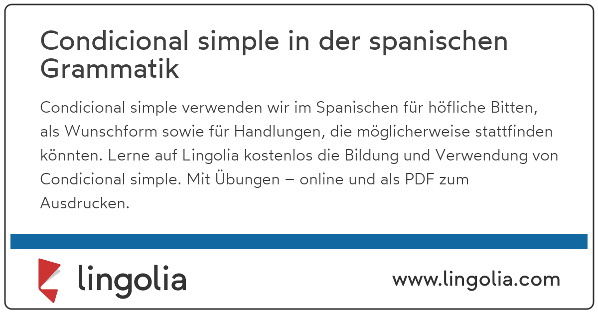 Condicional Simple In Der Spanischen Grammatik