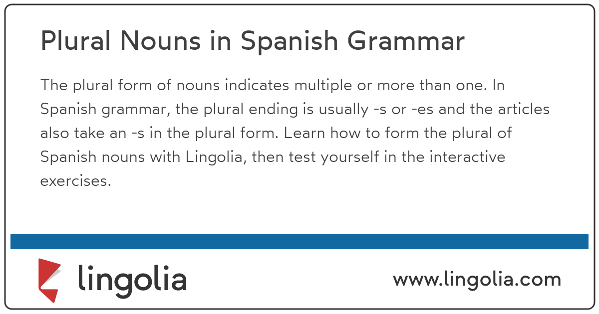 Plural Nouns In Spanish Grammar