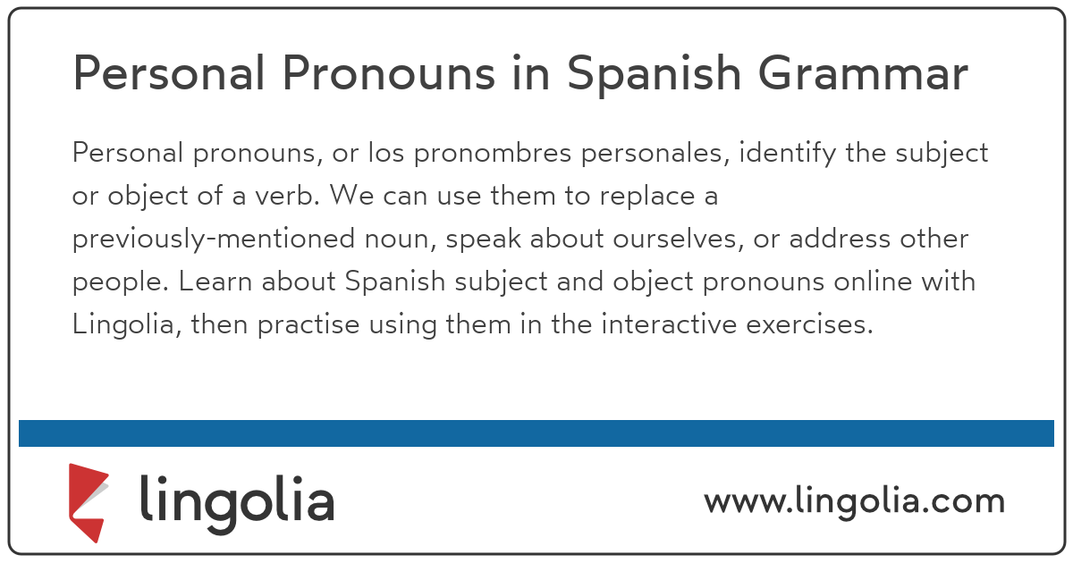 Personal Pronouns Spanish Chart